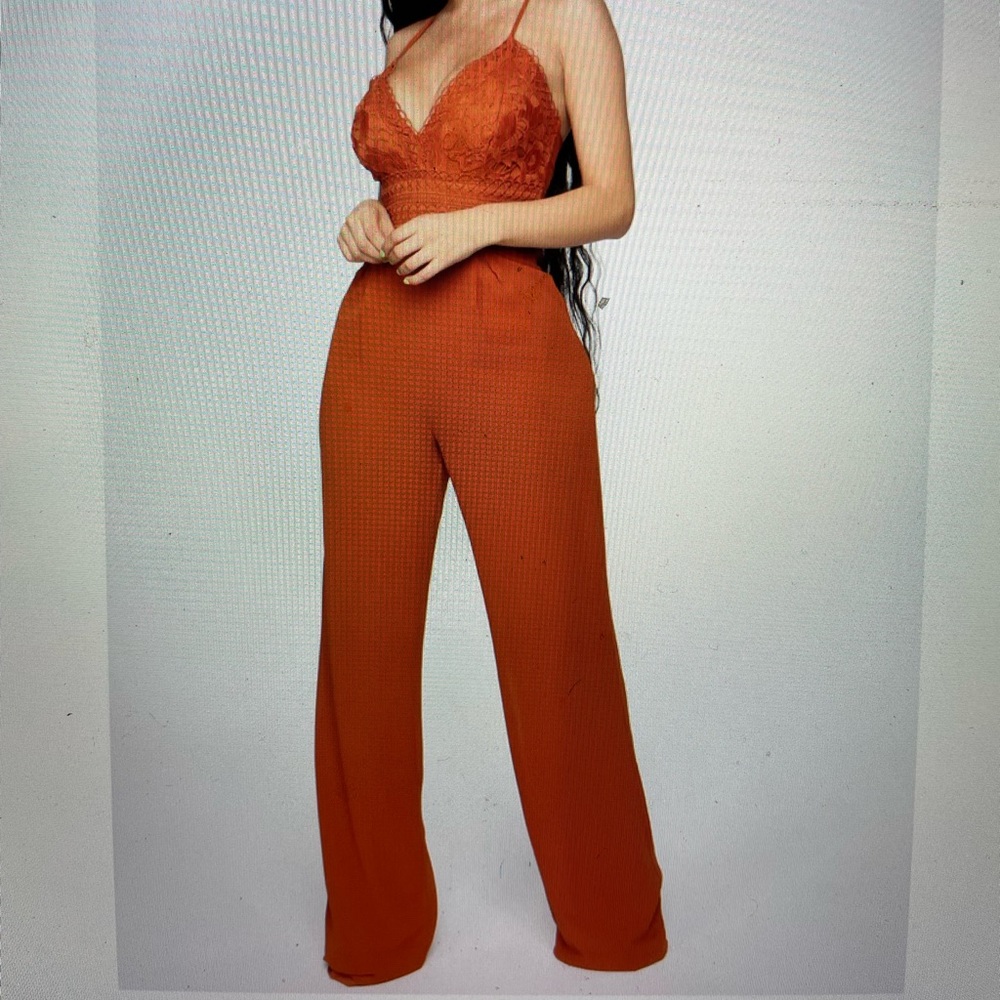 Fashion Nova rust jumpsuit